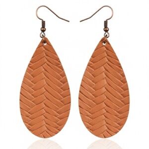 Herringbone Faux Leather Earrings